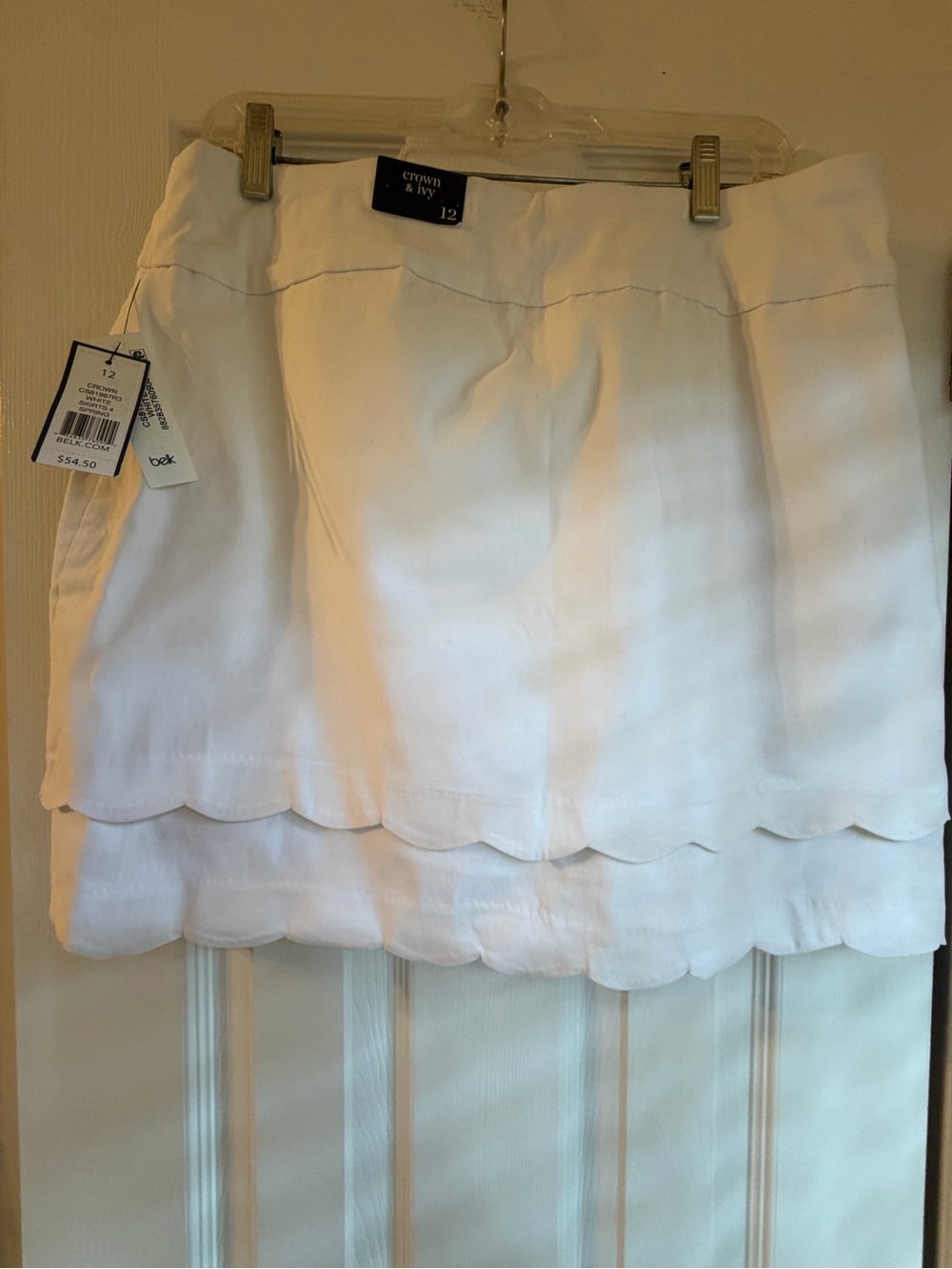 Crown White Layered Scalloped Mini Skirt